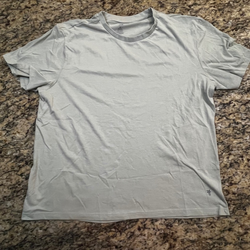 Frye Mens Short Sleeve Crewneck T-Shirt Light Gray Cotton Blend XL